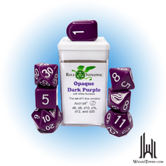 SET OF 7 DICE: OPAQUE DARK PURPLE/WHITE